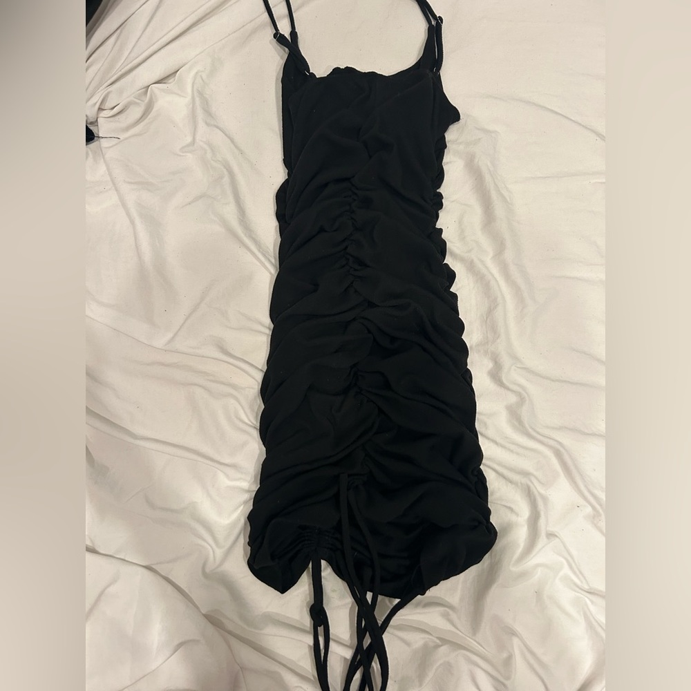 Black Drawstring Dress - Picture 3 of 4